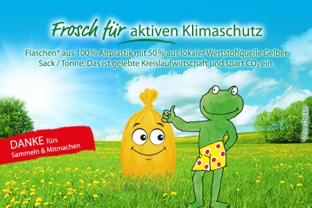 Frosch nutzt 100% Altplastik